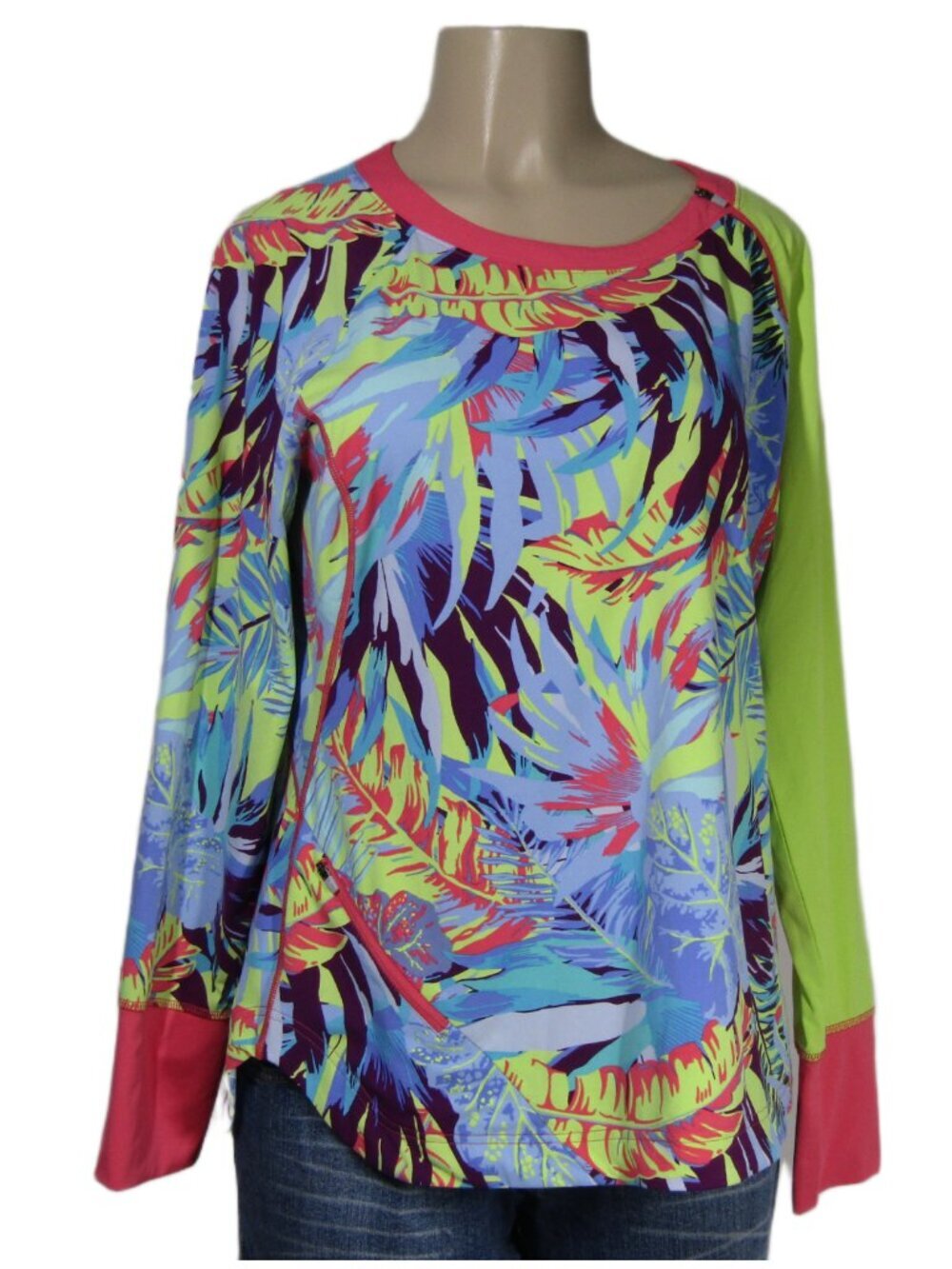 TITLE NINE 9 Tropical Floral Rash Guard Swim Sun shirt Cover Athletic Hiking XL